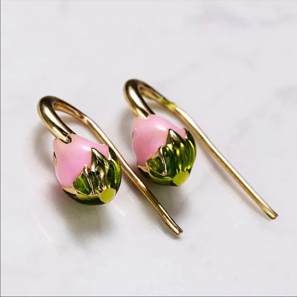 New Vintage Rose Flower Colorful Party Earrings - Picture 5 of 6